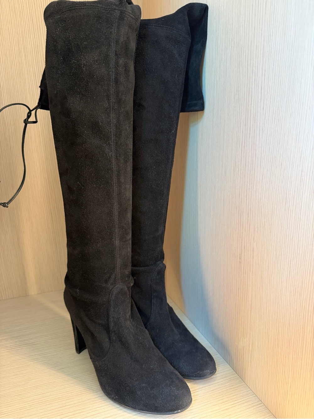 Stuart Weitzman Black Suede Knee-High Women's Boots